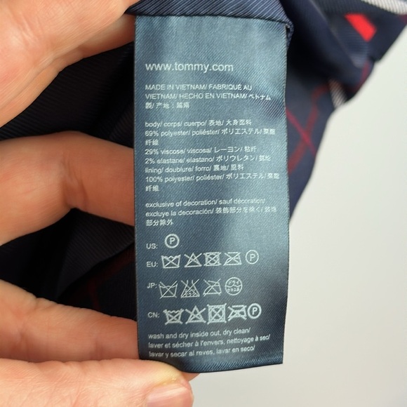 NWT Tommy Hilfiger Women Navy Window Pane Plaid Blazer Sz 2 Academia Lined Prep - Picture 15 of 16